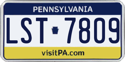 PA license plate LST7809