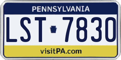 PA license plate LST7830