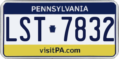 PA license plate LST7832