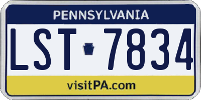 PA license plate LST7834