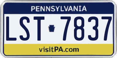 PA license plate LST7837
