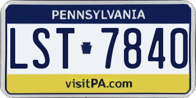 PA license plate LST7840