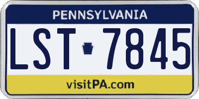 PA license plate LST7845