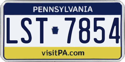 PA license plate LST7854