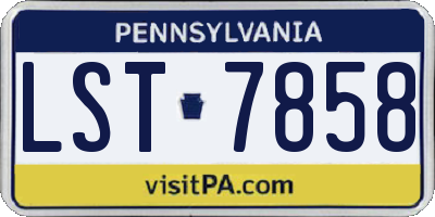 PA license plate LST7858