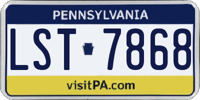PA license plate LST7868