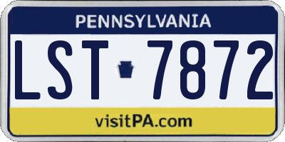 PA license plate LST7872