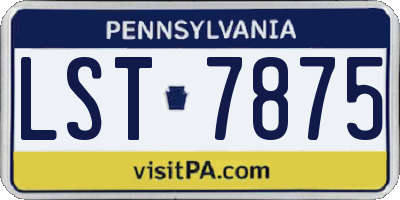 PA license plate LST7875