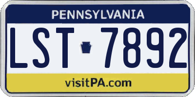 PA license plate LST7892