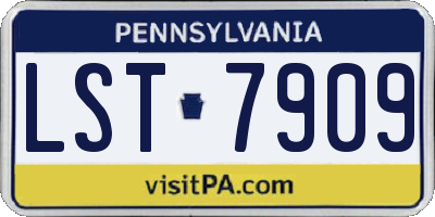 PA license plate LST7909