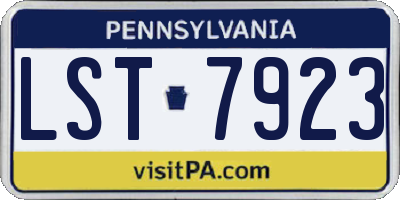 PA license plate LST7923