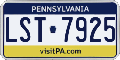 PA license plate LST7925