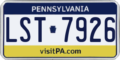 PA license plate LST7926
