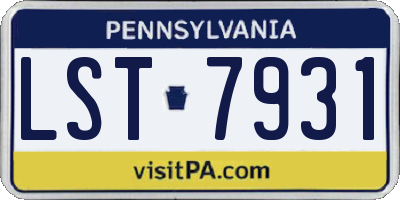 PA license plate LST7931