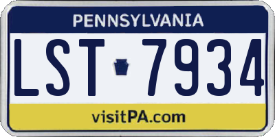 PA license plate LST7934