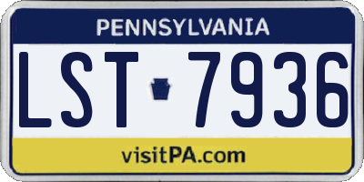 PA license plate LST7936