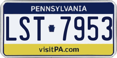 PA license plate LST7953
