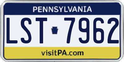 PA license plate LST7962