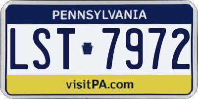 PA license plate LST7972