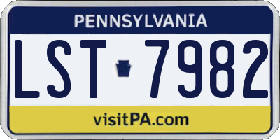 PA license plate LST7982