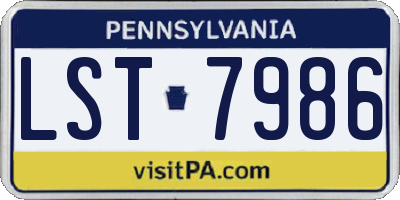 PA license plate LST7986