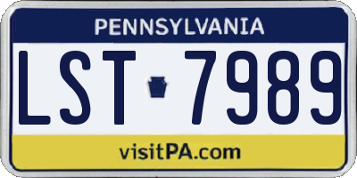 PA license plate LST7989