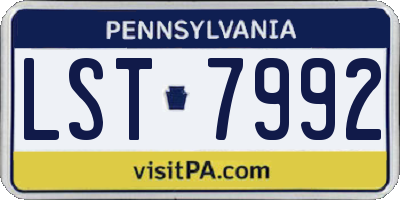 PA license plate LST7992