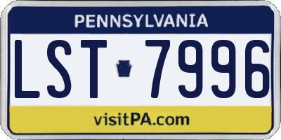 PA license plate LST7996