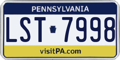 PA license plate LST7998