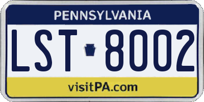 PA license plate LST8002