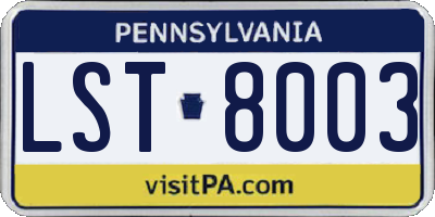 PA license plate LST8003