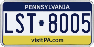 PA license plate LST8005