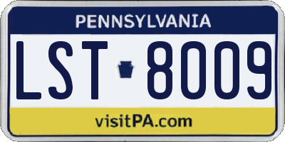 PA license plate LST8009