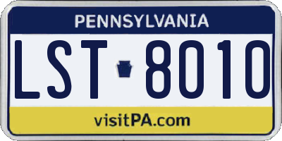 PA license plate LST8010