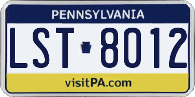 PA license plate LST8012