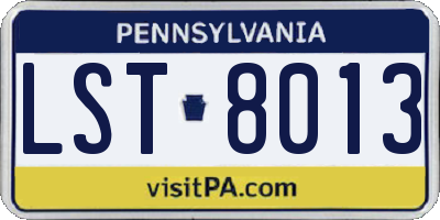 PA license plate LST8013