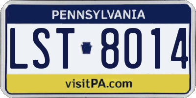 PA license plate LST8014