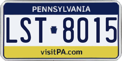 PA license plate LST8015