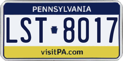 PA license plate LST8017