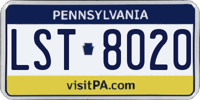 PA license plate LST8020