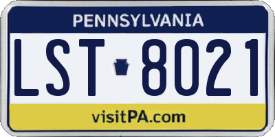 PA license plate LST8021