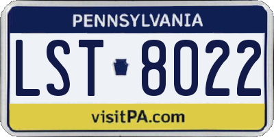 PA license plate LST8022