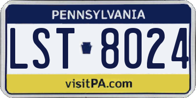 PA license plate LST8024