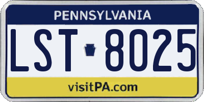 PA license plate LST8025