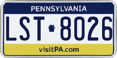 PA license plate LST8026