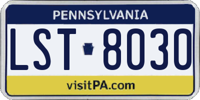 PA license plate LST8030