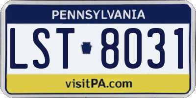 PA license plate LST8031