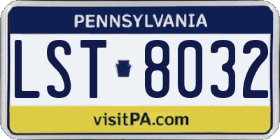 PA license plate LST8032