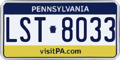 PA license plate LST8033