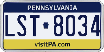 PA license plate LST8034